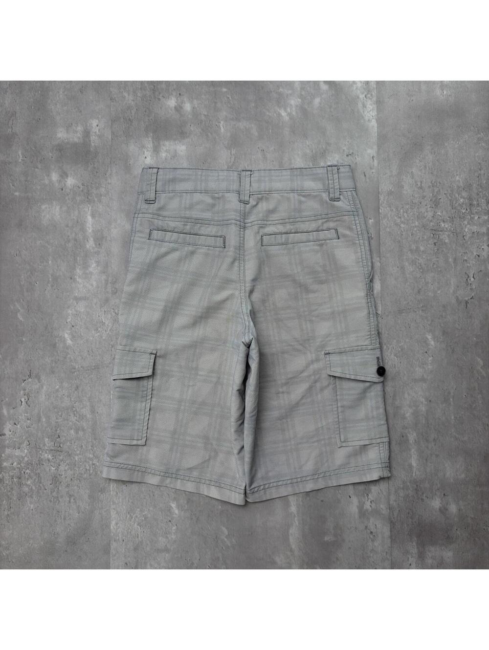 Y2K Grey Tony Hawk Grunge Baggy Cargo Plaid Board Shorts